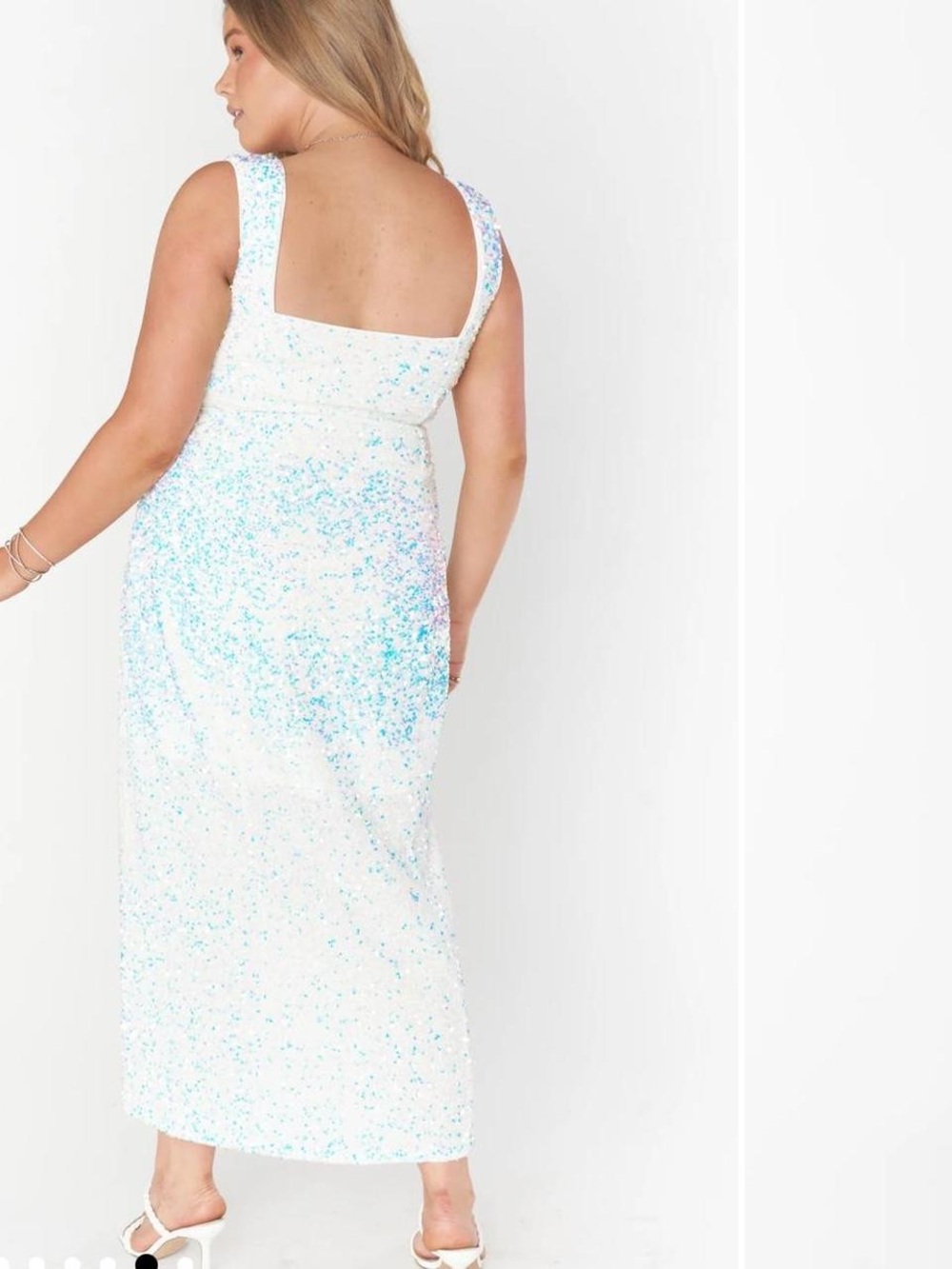 Show Me Your Mumu Eden Midi Dress — White Sequin Slit Dress - Picture 3 of 8